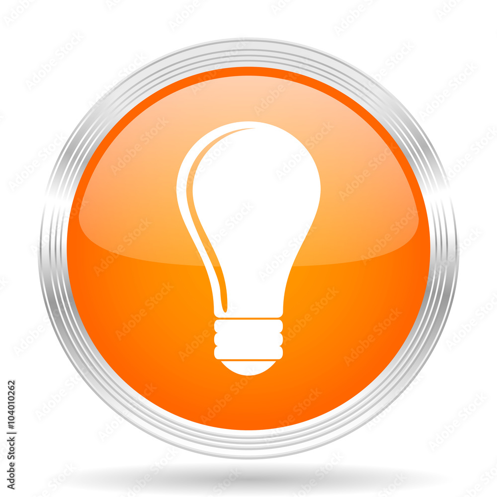 bulb orange silver metallic metallic chrome web circle glossy icon bulb orange silver metallic metallic chrome web circle glossy icon