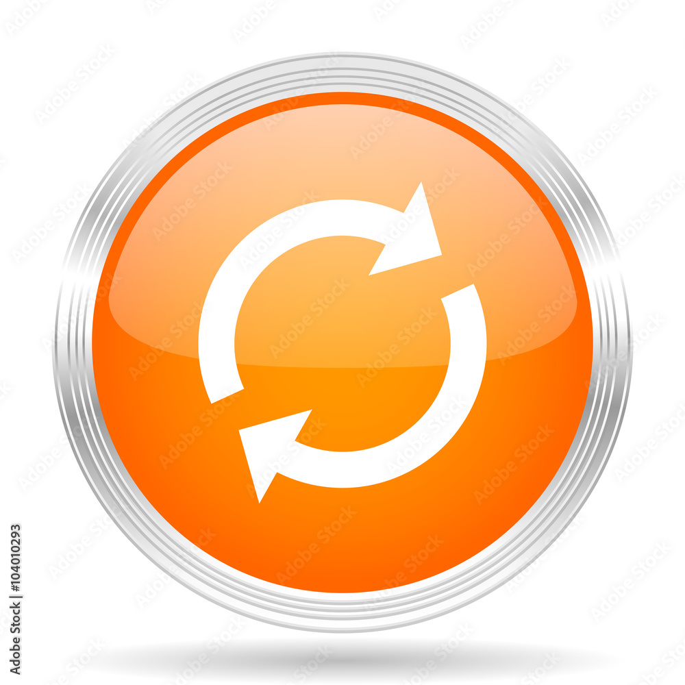 reload orange silver metallic metallic chrome web circle glossy icon reload orange silver metallic metallic chrome web circle glossy icon
