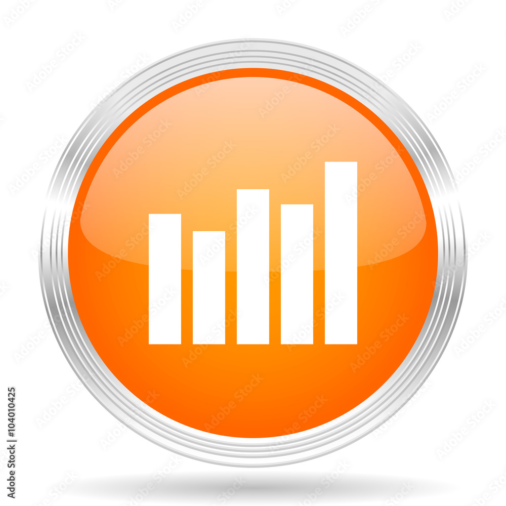 graph orange silver metallic metallic chrome web circle glossy icon graph orange silver metallic metallic chrome web circle glossy icon