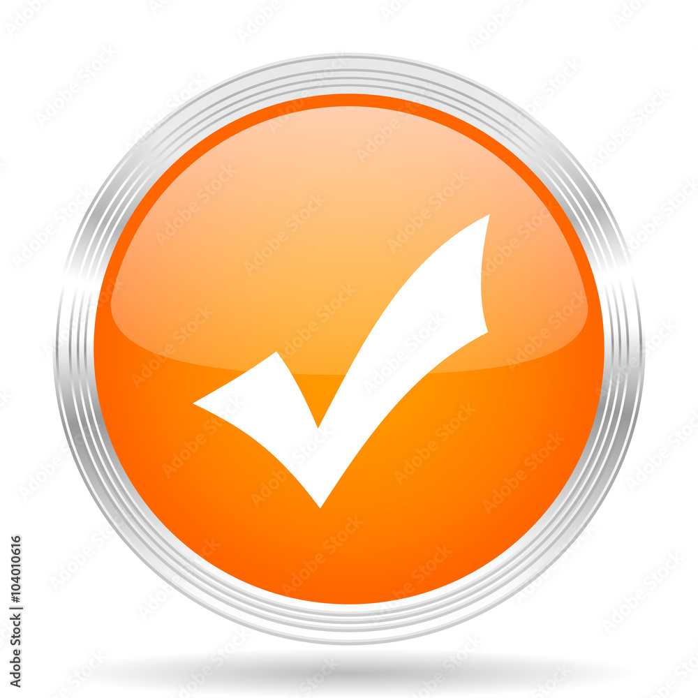 accept orange silver metallic metallic chrome web circle glossy icon accept orange silver metallic metallic chrome web circle glossy icon