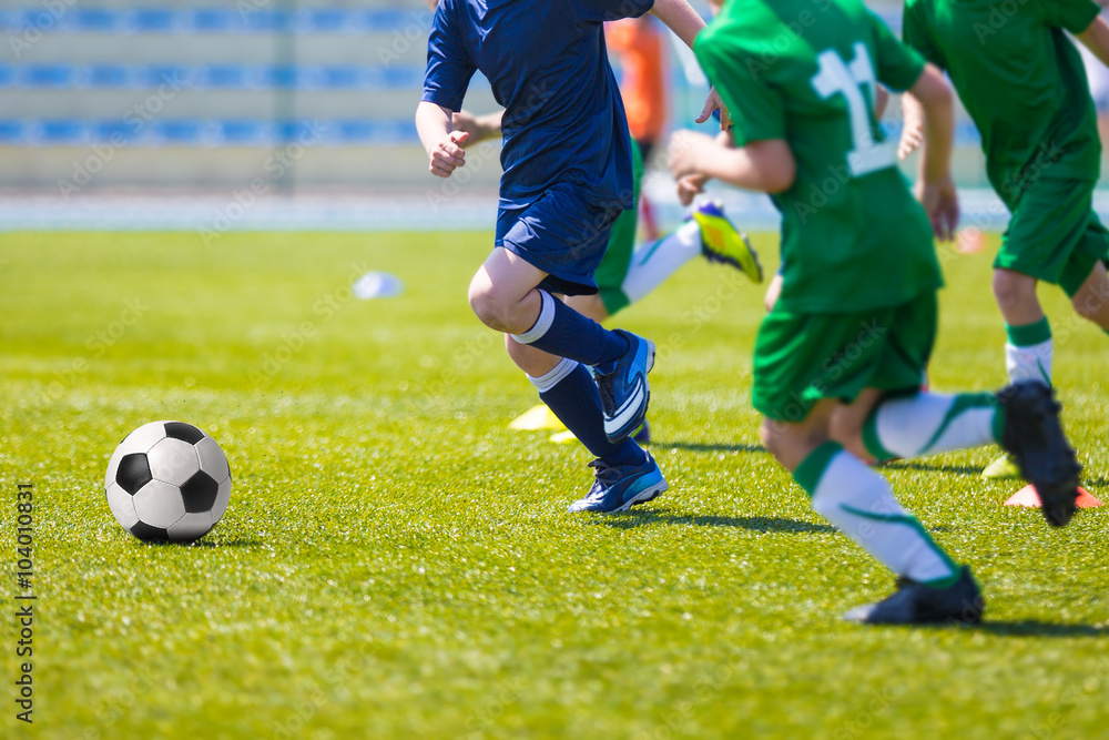 Young Boys Playing Soccer Football Match Young Boys Playing Soccer Football Match