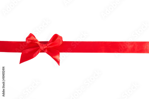 Red ribbon for a gift on a white background