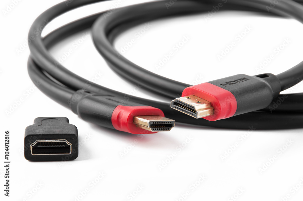 HDMI cable on a white background HDMI cable on a white background