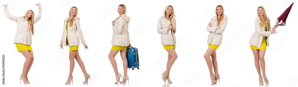 Woman posing in various poses isolated on white Woman posing in various poses isolated on white