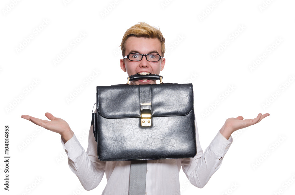 Funny businessman isolated on the white Funny businessman isolated on the white