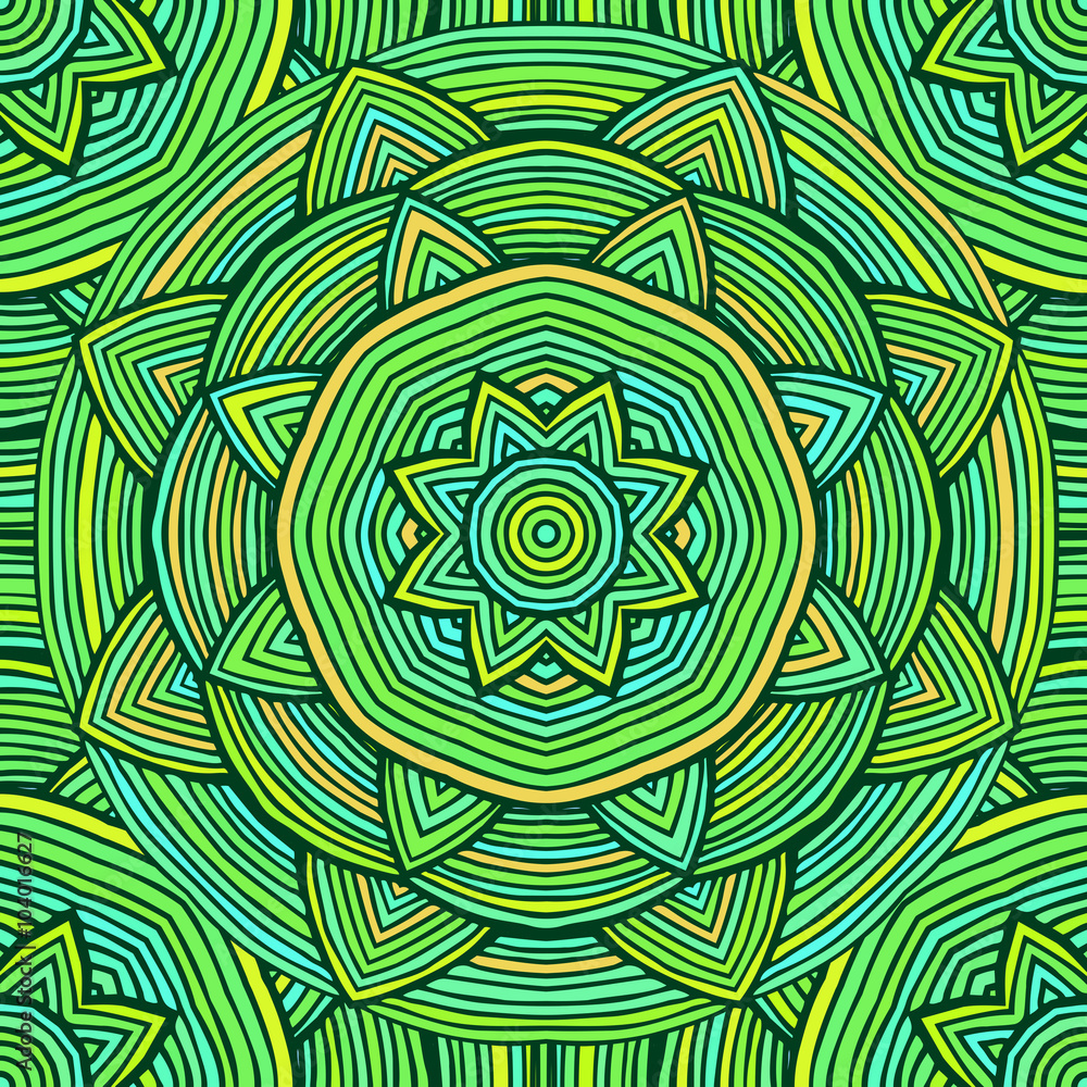 Fototapeta premium Green Ethnic Pattern