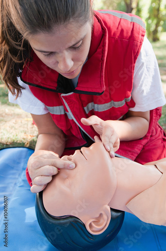 CPR course - preparing to ventilate victim