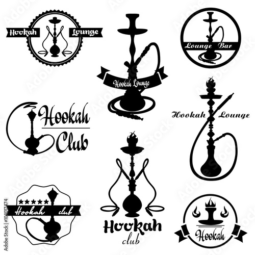 hookah labels/ Set of hookah labels, badges and design elements. Vintage logo, emblem vector illustration.
