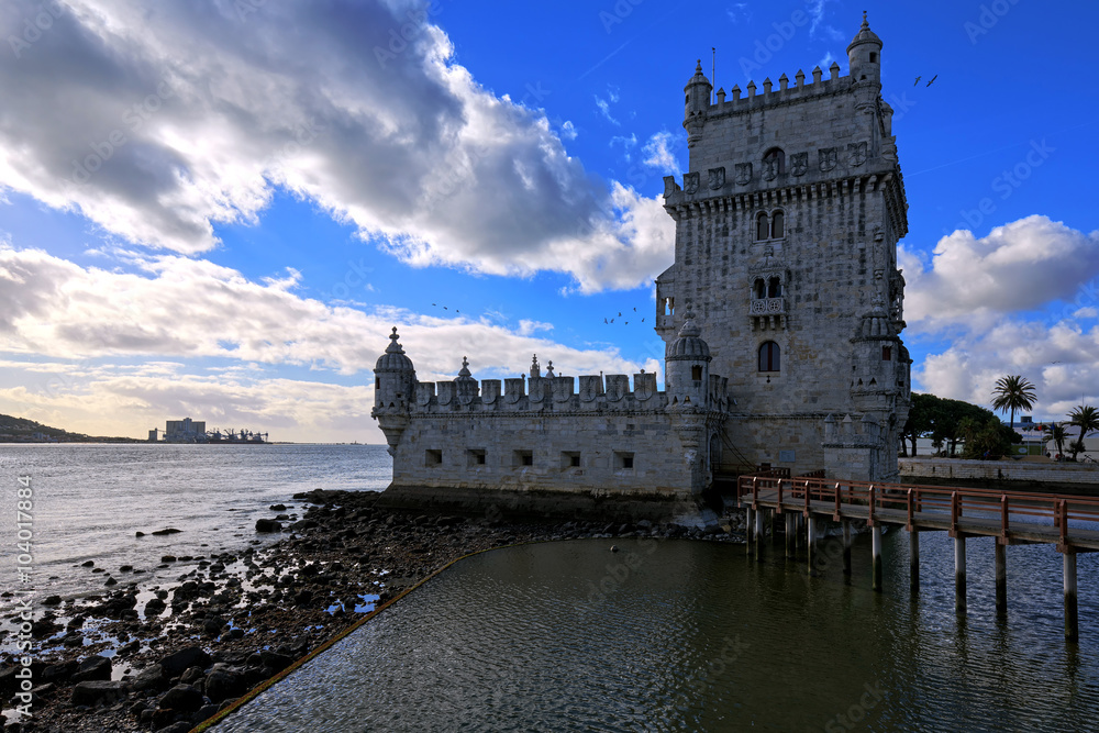 Belem Tower in Lisbon on the river Tagus, Portugal