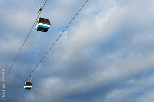 Cable car in Lisbon against the sky