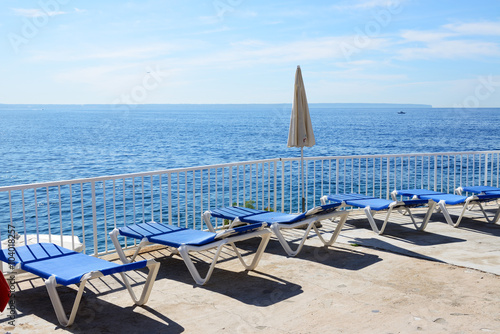 The sea view terrace at luxury hotel, Mallorca, Spain © slava296