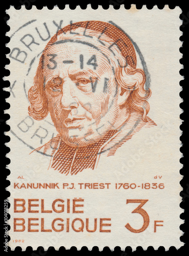 Stamp printed By Belgium shows portrait of Kanunnik P.J. Triest photo