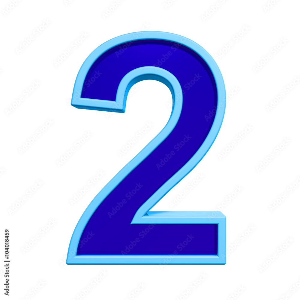 One digit from blue glass with frame alphabet set, isolated on white. Computer generated 3D photo rendering. One digit from blue glass with frame alphabet set, isolated on white. Computer generated 3D photo rendering.