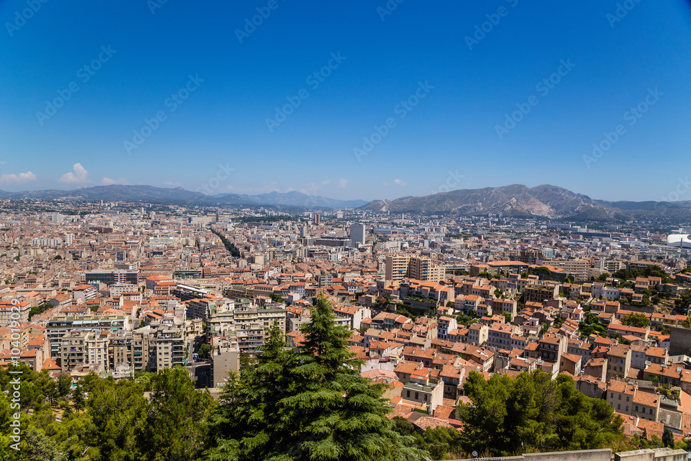 Marseille. View the city from the Garde hill
