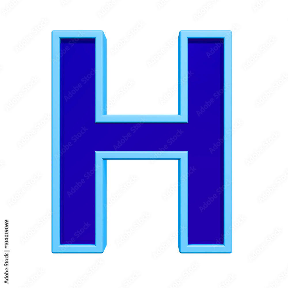 One letter from blue glass with frame alphabet set, isolated on white. Computer generated 3D photo rendering. One letter from blue glass with frame alphabet set, isolated on white. Computer generated 3D photo rendering.