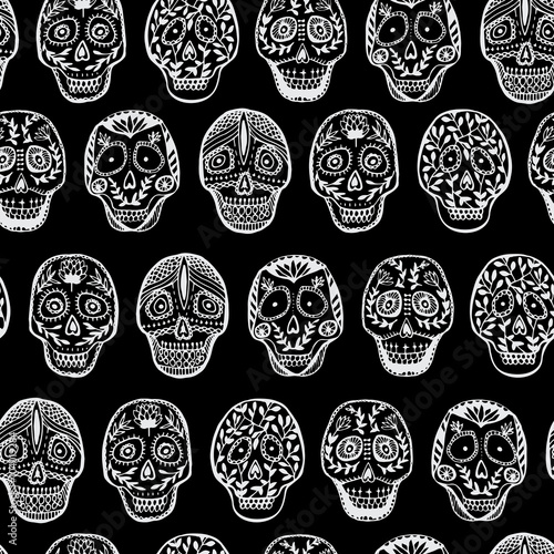 Mexican Scull seamless pattern.