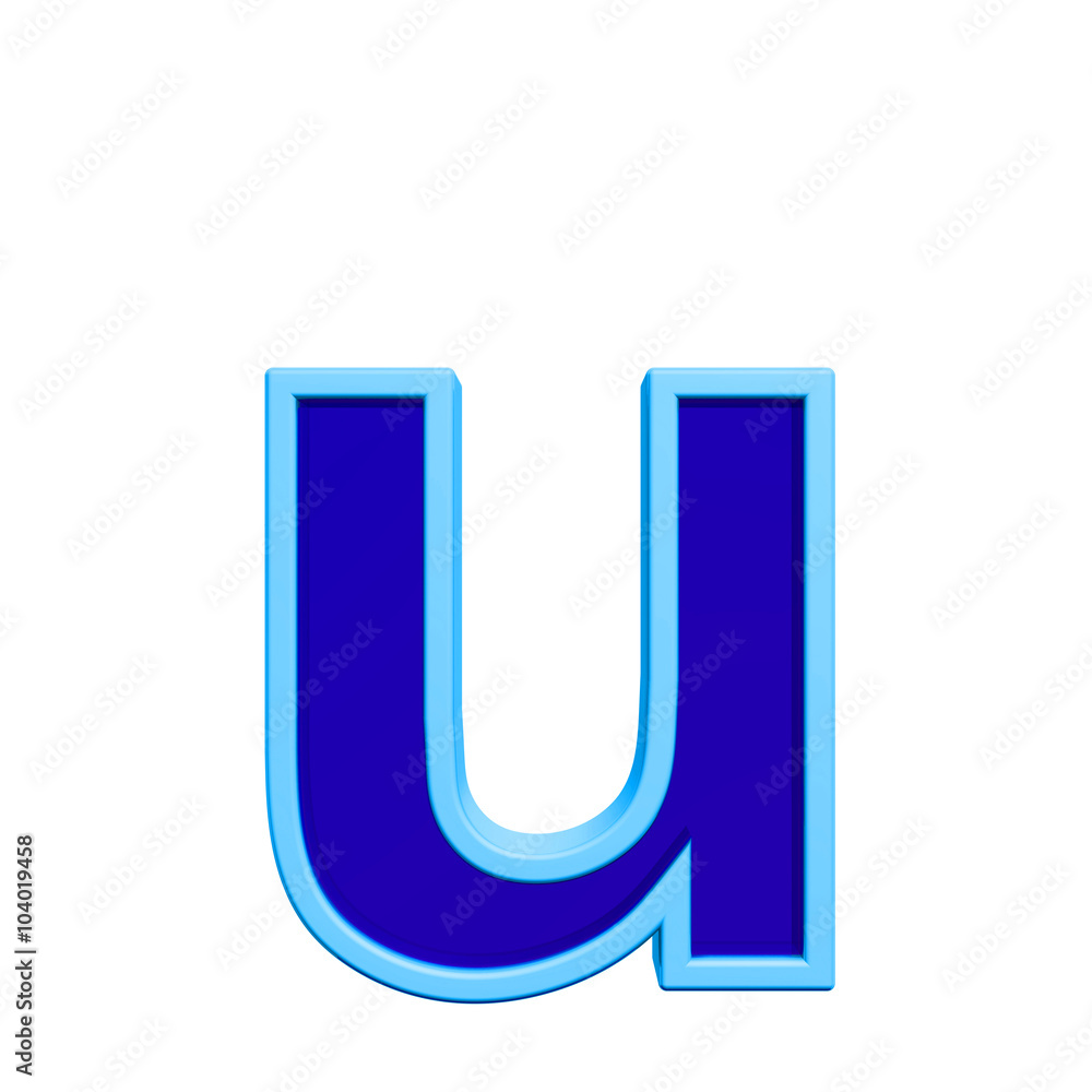 One lower case letter from blue glass with frame alphabet set, isolated on white. Computer generated 3D photo rendering. One lower case letter from blue glass with frame alphabet set, isolated on white. Computer generated 3D photo rendering.