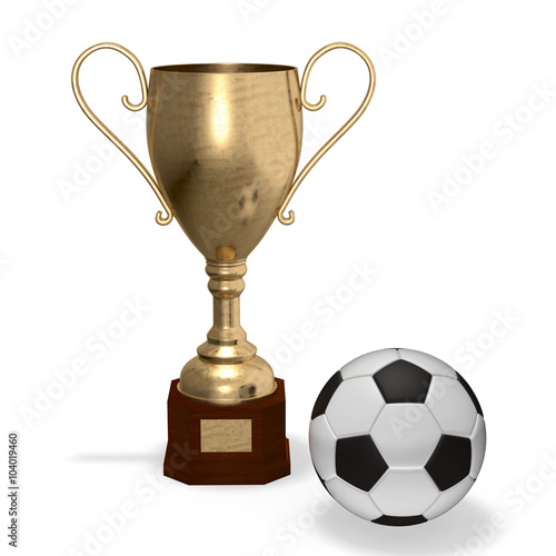 winner cup with soccer ball