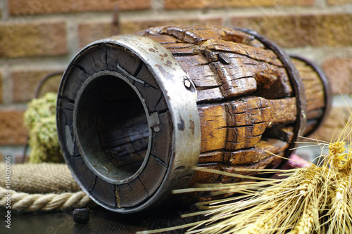 Antique wooden wheel hub