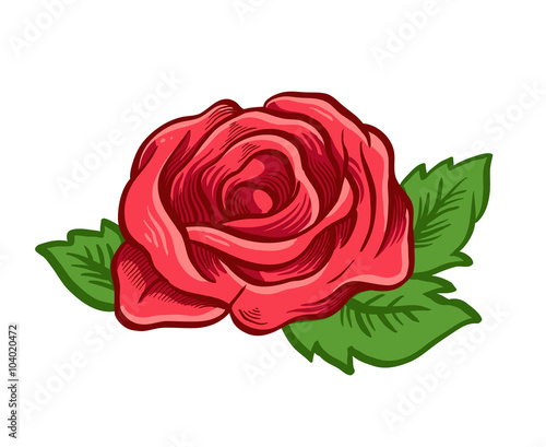 Fototapeta Naklejka Na Ścianę i Meble -  One red rose. Vector illustration