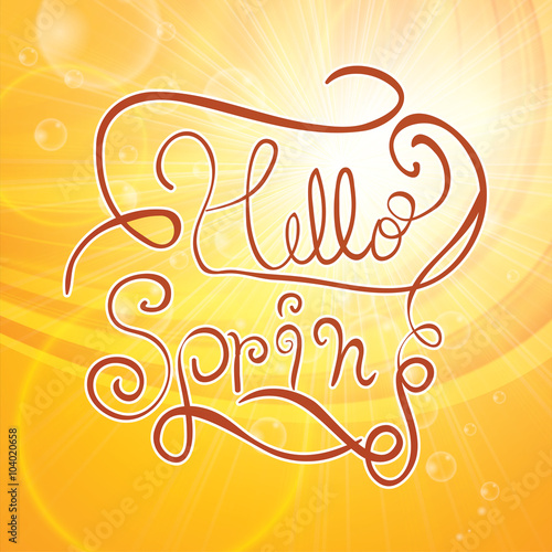 Hello spring beautiful orange background