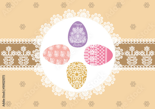 Easter eggs on lacy napkin