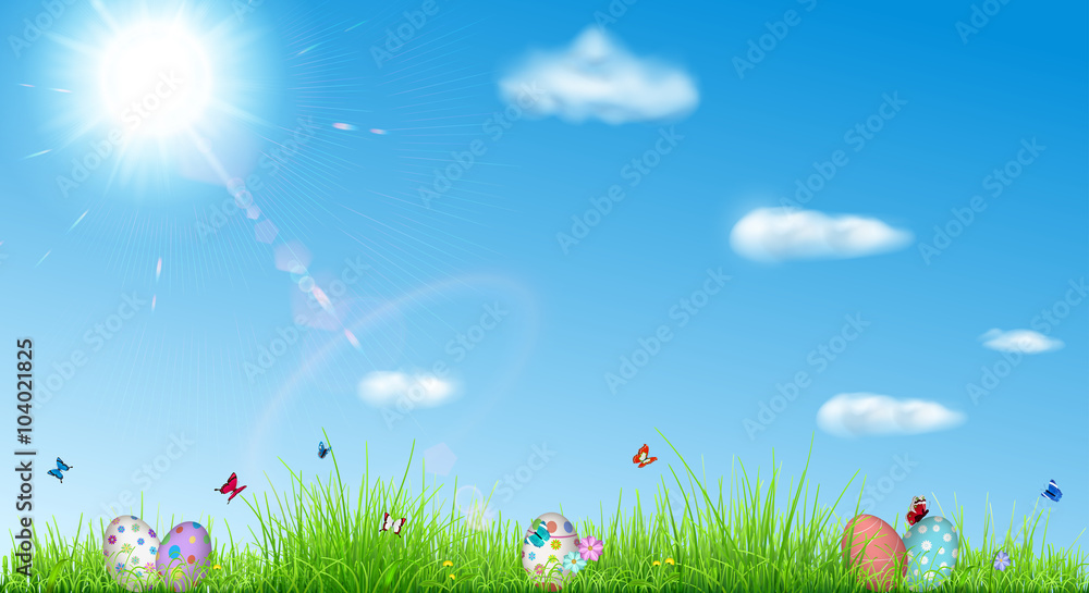 Easter background with Easter eggs Easter background with Easter eggs