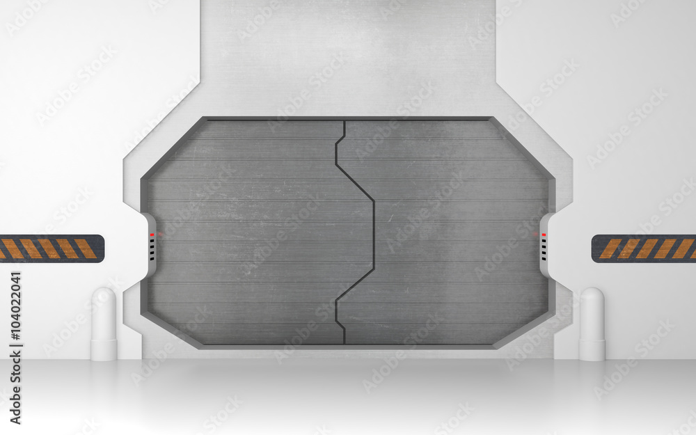 Fototapeta premium Futuristic metallic door or gate