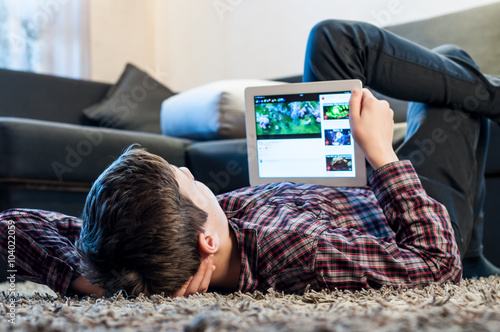 teenager lay on the floor in the room