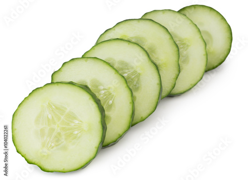 cucumber slices isolated on the white background