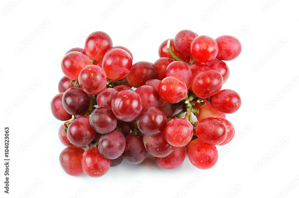 fresh red grape on white background