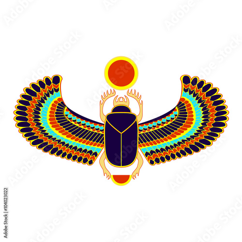 Colorful the Egyptian sacred bug a scarab a symbol of the sun