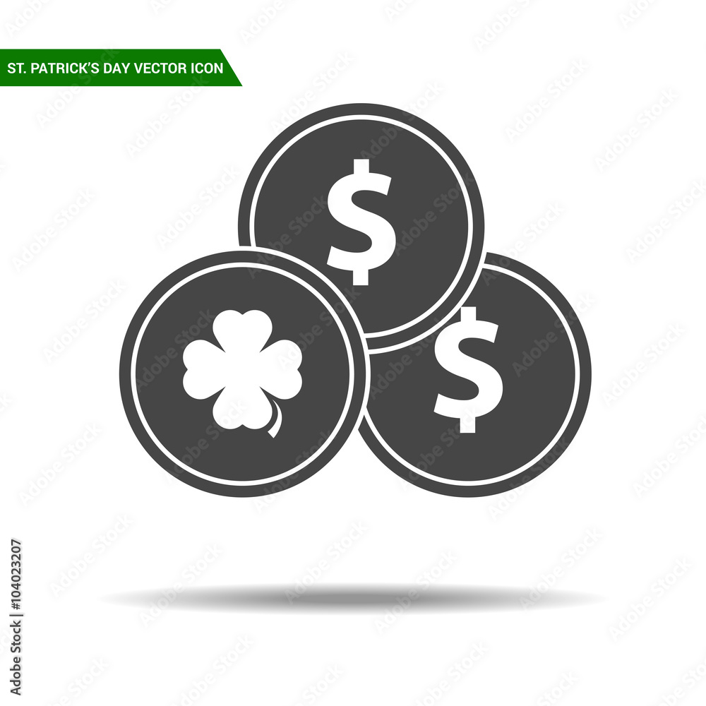 St Patricks Day coins icon flat vector. St Patricks Day coins icon flat vector.