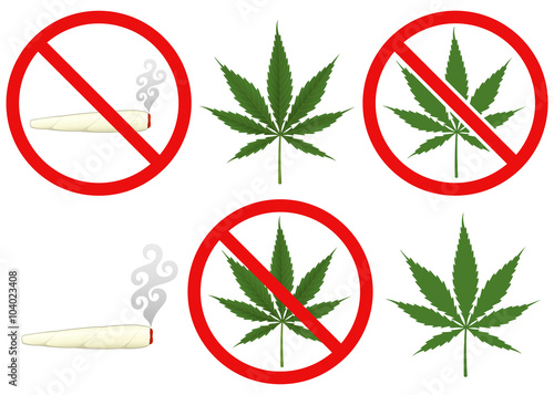 Vector illustration of marijuana in various forms.