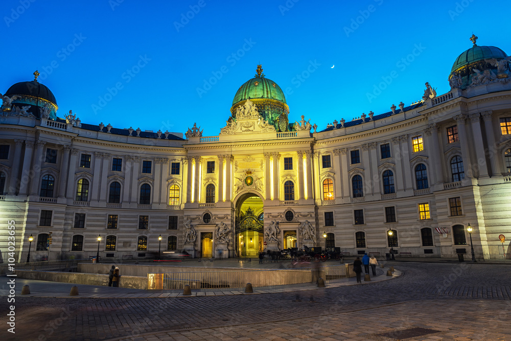 Vienna, Austria. Illuminated Hofburg Palace