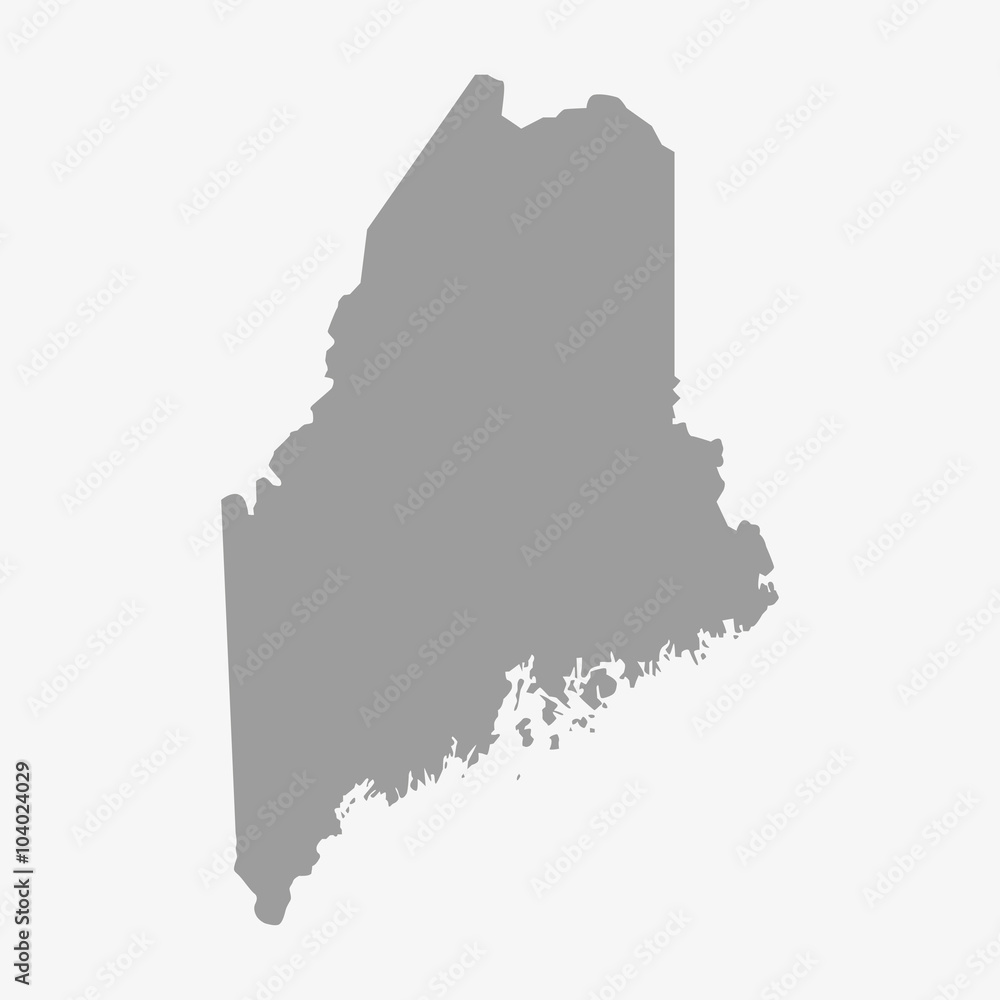 Map of Maine State in gray on a white background