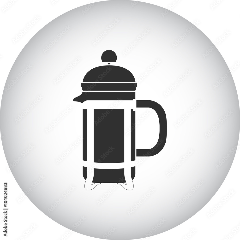 French press simple icon on round background French press simple icon on round background