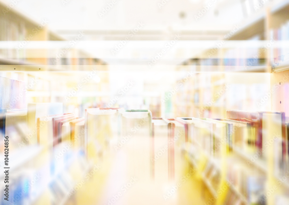 Abstract, public library bookshelf