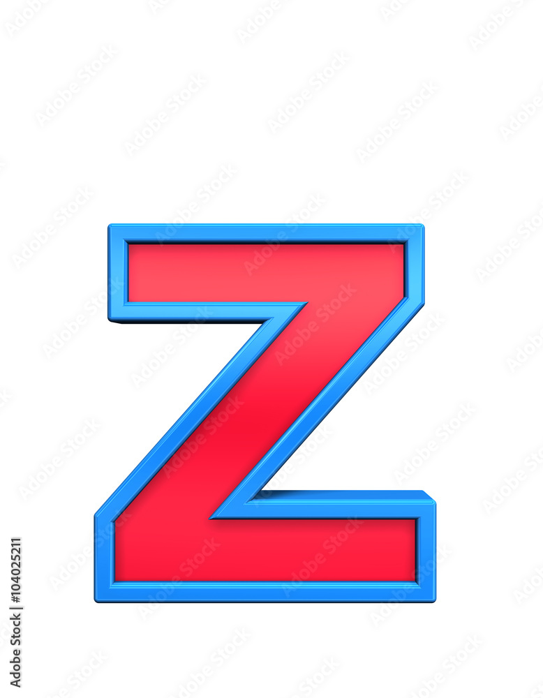 One lower case letter from red glass with blue frame alphabet set, isolated on white. Computer generated 3D photo rendering. One lower case letter from red glass with blue frame alphabet set, isolated on white. Computer generated 3D photo rendering.