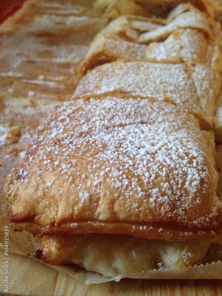 Self-made apple strudel