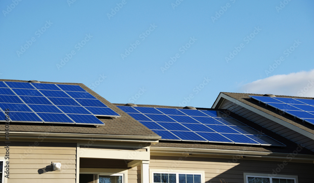 solar panel installed on the roof of apartment building