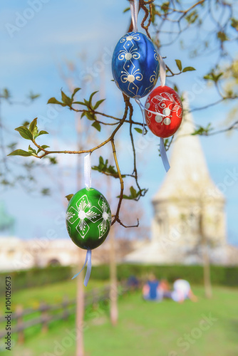 Photography Traditional Easter Eggs on a tree in Budapest, Hungary
