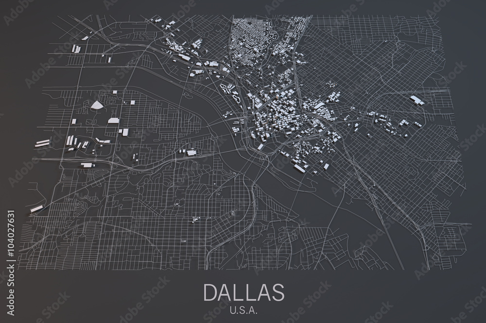 Dallas mappa, vista satellitare, Texas, Stati Uniti