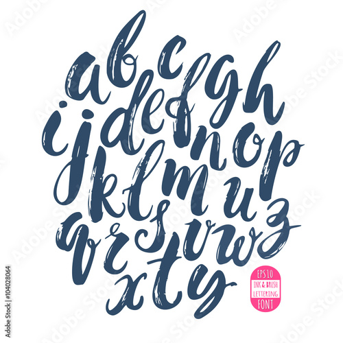 Hand made brush and ink typeface. Handwritten retro textured gru