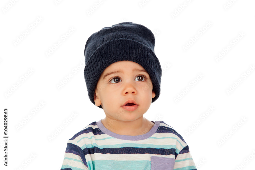 Adorable baby with wool cap Adorable baby with wool cap