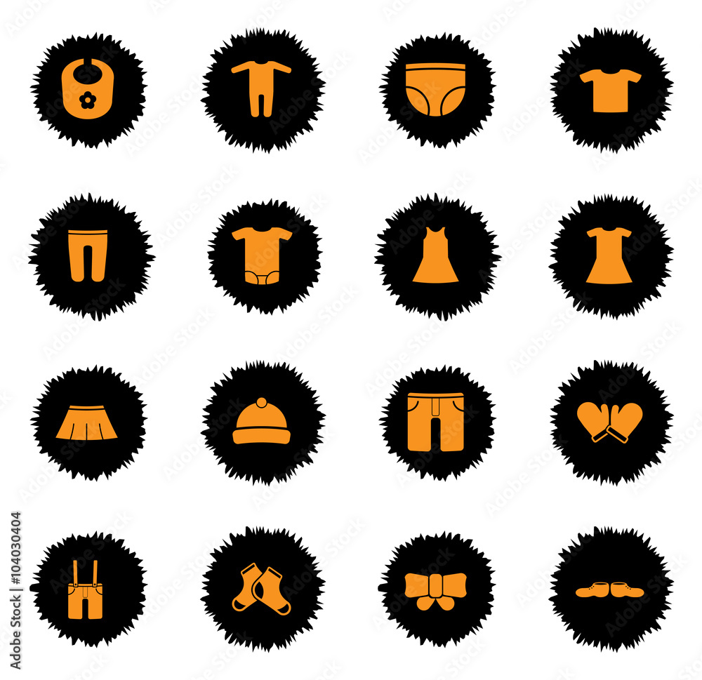 Baby clothes simply icons Baby clothes simply icons