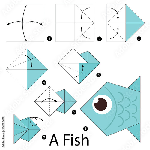 Step by step instructions how to make origami A Fish.