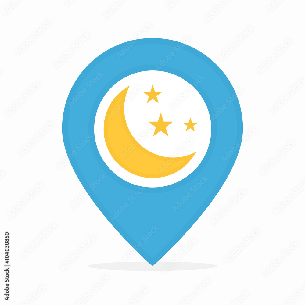 Vector logo combination of a map pointer and moon Vector logo combination of a map pointer and moon