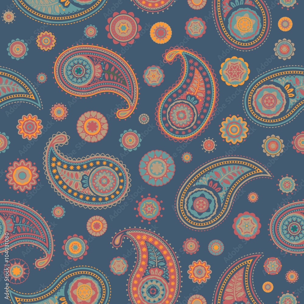 Naklejka premium Paisley Seamless Vector Pattern