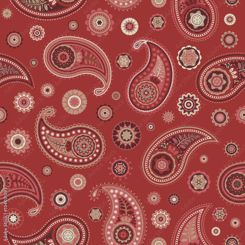 Red Paisley Seamless Vector Pattern Red Paisley Seamless Vector Pattern